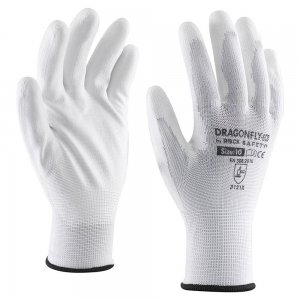 Manusi tricot poliester imersata Rock Safety, albe, marime 9 Manusi tricot poliester imersata Rock Safety, albe, marime 9