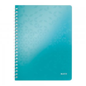 Caiet de birou Leitz WOW, PP, A4, cu spira, matematica, turcoaz metalizat Caiet de birou Leitz WOW, PP, A4, cu spira, matematica, turcoaz metalizat