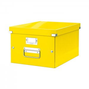 Cutie depozitare Leitz WOW Click & Store, carton laminat, medie, usor de asamblat, galben Cutie depozitare Leitz WOW Click & Store, carton laminat, medie, usor de asamblat, galben