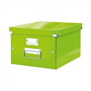 Cutie depozitare Leitz WOW Click & Store, carton laminat, medie, usor de asamblat verde Cutie depozitare Leitz WOW Click & Store, carton laminat, medie, usor de asamblat verde