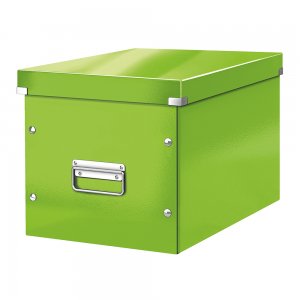 Cutie depozitare Leitz WOW Click & Store, carton laminat, pliabila, cu capac si maner, 32x31x36 cm, verde Cutie depozitare Leitz WOW Click & Store, carton laminat, pliabila, cu capac si maner, 32x31x36 cm, verde