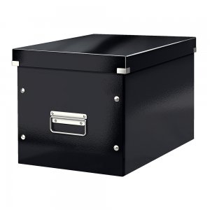 Cutie depozitare Leitz WOW Click & Store, carton laminat, pliabila, cu capac si maner, 32x31x36 cm, negru Cutie depozitare Leitz WOW Click & Store, carton laminat, pliabila, cu capac si maner, 32x31x36 cm, negru
