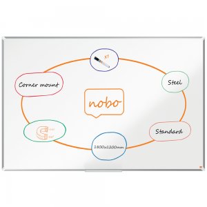 Tabla NOBO Premium Plus, otel lacuit, 180x120 cm, magnetica, include marker si tavita, alb