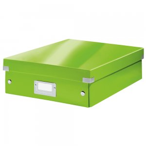 Cutie depozitare Leitz WOW Click & Store Organizer, carton laminat, medie, usor de asamblat, verde Cutie depozitare Leitz WOW Click & Store Organizer, carton laminat, medie, usor de asamblat, verde
