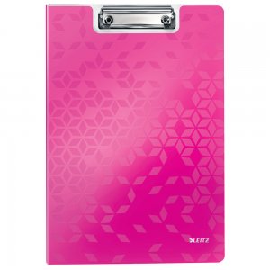 Clipboard Leitz WOW, dublu, polyfoam, A4, 100 coli, roz