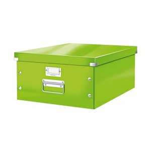 Cutie depozitare Leitz WOW Click & Store, carton laminat, mare, pliabila, verde Cutie depozitare Leitz WOW Click & Store, carton laminat, mare, pliabila, verde