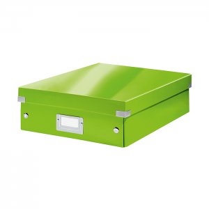 Cutie depozitare Leitz WOW Click & Store Organizer, carton laminat, medie, verde Cutie depozitare Leitz WOW Click & Store Organizer, carton laminat, medie, verde