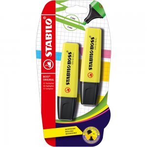 Textmarker Stabilo Boss Original, 2 bucati/blister, galben Textmarker Stabilo Boss Original, 2 bucati/blister, galben
