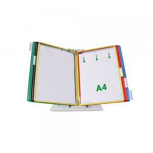 Kit complet Tarifold din otel, pentru birou, A4, 10 display-uri PVC, multicolor