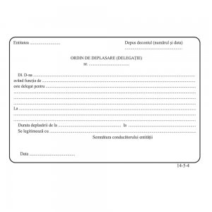 Ordin deplasare-delegatie, A5, 100 file, fata-verso, 3 bucati/set