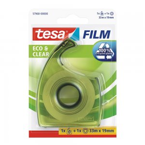 Banda adeziva Tesa transparenta, 19 mm x 33 m, cu dispenser EasyCut