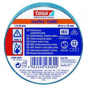 Banda electroizolatoare Tesa, albastra, 19mm x 20m Banda electroizolatoare Tesa, albastra, 19mm x 20m