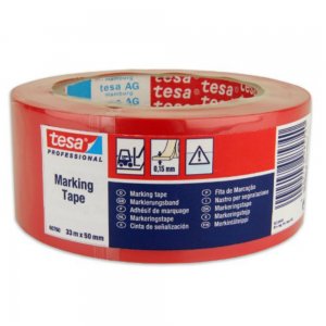 Banda adeziva de marcare Tesa, rosie, 50 mm x 33 m Banda adeziva de marcare Tesa, rosie, 50 mm x 33 m