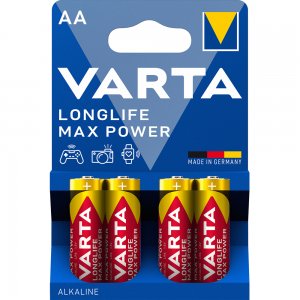 Baterii Varta Longlife Max Power, LR6, AA, alcaline, 1.5 V, 4 bucati/set