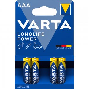 Baterii Varta Longlife Power LR03, AAA, alcaline, 1.5 V, 4 bucati/set