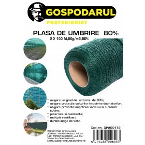 Plasa De Umbrire ,2x100 M,80g/m2,80% Plasa De Umbrire ,2x100 M,80g/m2,80%