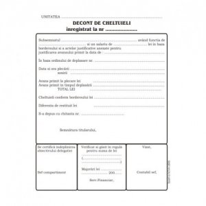 Decont De Cheltuieli, Format A5, 100 Coli/carnet Decont De Cheltuieli, Format A5, 100 Coli/carnet