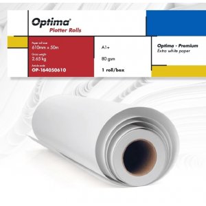 Rola Plotter A1+, 80gr, 610mm X 50m, Optima - Premium Rola Plotter A1+, 80gr, 610mm X 50m, Optima - Premium