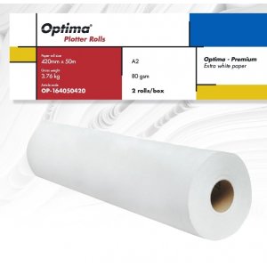 Rola Plotter A2, 80gr, 420mm X 50m, 2 Role/cutie, Optima - Premium Rola Plotter A2, 80gr, 420mm X 50m, 2 Role/cutie, Optima - Premium