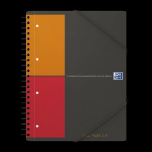 Agenda Organizator Oxford International Meeting Book, A4+ 80f, Hartie Optik 90g/mp, Spira Dubla, Scribzee, Coperta Pp, Pefc, Margini Duble Si Antet, Microperforatii Si 4 Perforatii, 3 Clape Coperta Spate, Inchidere Cu Elastic, Patratele, Culoare Gri