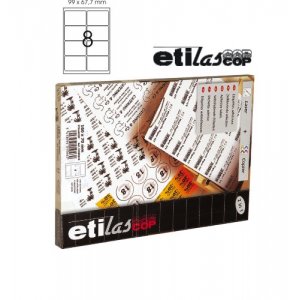 Etichete Autoadezive 8/a4, 99,1 X 67,7 Mm, 100 Coli/top - Colturi Rotunjite, Etilascop - Albe