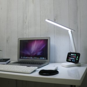 Lampa Unilux Led Kapa Portabila Pentru Birou, Design Modern Si Practic, Baterie Incorporata, Cablu Usb Inclus, Suport Telefon, Comutator Tactil 3 Niveluri, Material Abs, Culoare Alba