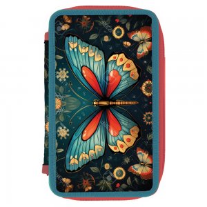 Penar Neechipat,2 Fermoare, Fermoar Mare, Interior Textil, Dimensiune 20 X 13 X 4.5 Cm,motiv Butterfly Penar Neechipat,2 Fermoare, Fermoar Mare, Interior Textil, Dimensiune 20 X 13 X 4.5 Cm,motiv Butterfly
