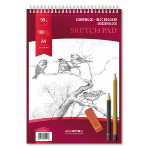 Bloc Desen Cu Spirala, A4, 100 File - 90g/mp, Pentru Schite Creion, Aurora Esquisse - Hartie Alba