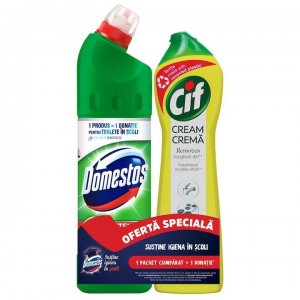 Pachet Promo: Domestos Pine 750 Ml + Cif Lemon 500 Ml Pachet Promo: Domestos Pine 750 Ml + Cif Lemon 500 Ml