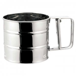 Cana Cu Sita Din Otel Inoxidabil Pentru Faina, Diametru 11 Cm