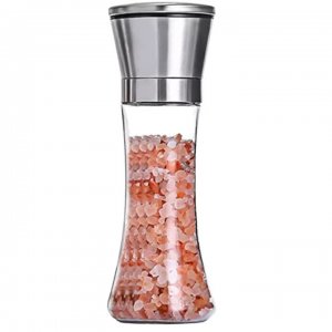 Rasnita Pentru Sare Sau Piper Din Inox, Dimensiune 19x6 Cm, Suport Sticla + Capac Din Inox