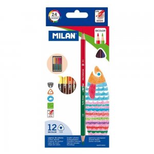 Set 12 Creioane Bicolore MILAN, Corp din Lemn Triunghiular si Doua Capete de Scriere, 24 Culori Diferite, Set Creioane Bicolore, Creioane Colorate Bicolore, Creioane Bicolore, Creioane Doua Colori, Creioane in Doua Culori, Rechizite Scolare Set 12 Creioane Bicolore MILAN, Corp din Lemn Triunghiular si Doua Capete de Scriere, 24 Culori Diferite, Set Creioane Bicolore, Creioane Colorate Bicolore, Creioane Bicolore, Creioane Doua Colori, Creioane in Doua Culori, Rechizite Scolare