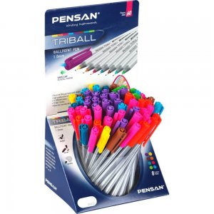Pixuri PENSAN Triball, Varf 1 mm, 60 Buc/Set, Scriere Multicolora, Corp de Plastic, Pixuri Scolare, Pixuri pentru Scoala, Pixuri Colorate, Set Pixuri Colorate, Set de Pixuri, Pix Colorat, Rechizite