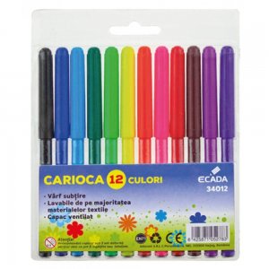 Set 12 Carioci Multicolore ECADA, Carioci Colorate, Carioci Multicolore, Set Carioci Multicolore ECADA, Carioci Lavabile, Marker Colorat, Markere Colorate, Carioci ECADA Colorate, Set Carioci ECADA Colorate, Instrumente de Scris