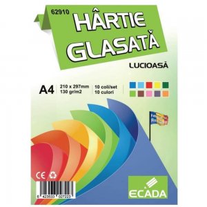 Hartie Glasata Lucioasa A4 Ecada, 10 Coli/Top, 130 g/m², 10 Culori, Hartie Glasata, Hartie Glasata Lucioasa, Hartie Glasata Colorata, Hartie Glasata Culori Asortate, Hartie Glace, Hartie Glasata A4, Rechizite Scolare Hartie Glasata Lucioasa A4 Ecada, 10 Coli/Top, 130 g/m², 10 Culori, Hartie Glasata, Hartie Glasata Lucioasa, Hartie Glasata Colorata, Hartie Glasata Culori Asortate, Hartie Glace, Hartie Glasata A4, Rechizite Scolare