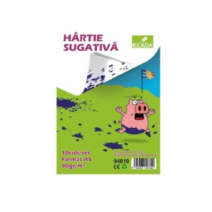 Hartie Sugativa Ecada, Format A5, 10 Coli/Top, 90 g/m², Culoare Alba, Hartie Sugativa Cerneala, Foi Sugative Cerneala, Hartie Sugativa A5 pentru Scoala, Hartie Sugativa Alba, Rechizite Scolare