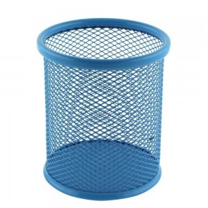 Suport Birou Cilindric ECADA, 9x10 cm, Plasa Metalica, Albastru, Suport pentru Pixuri, Suport pentru Pensule, Suport pentru Creioane, Suport pentru Markere, Suport Pixuri Birou, Organizator Pixuri, Suport Instrumente de Scris Birou