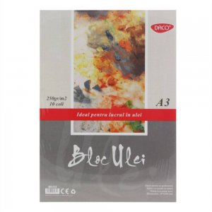 Bloc A3 pentru Pictura in Ulei Daco, 10 File, 250 g/m², Textura Panza, Textura Panza, Bloc Hartie Texturata Tip Panza, Hartie pentru Picturi in Ulei, Bloc de Desen pentru Culori Ulei, Bloc de Desen A3 Ulei, Bloc pentru Pictura in Ulei