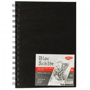 Bloc A5 pentru Schite DACO, 80 File, 100 g/mÂ², Hartie Alba, Bloc Hartie, Bloc Hartie DACO, Bloc A5, Bloc Hartie pentru Schite, Hartie Schite, Bloc Desen, Materiale Arta, Hartie Alba pentru Schite, Materiale Arta
