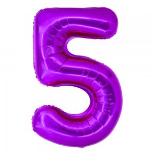Balon Folie Cifra 5 Roz Daco, 100 cm Balon Folie Cifra 5 Roz Daco, 100 cm
