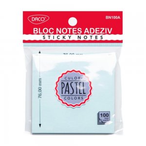 Bloc Notes Adeziv Albastru Pastel Daco, Dimensiune 76x76 mm, 100 File Bloc Notes Adeziv Albastru Pastel Daco, Dimensiune 76x76 mm, 100 File