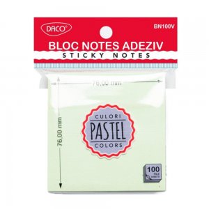 Bloc Notes Adeziv Verde Pastel Daco, Dimensiune 76x76 mm, 100 File Bloc Notes Adeziv Verde Pastel Daco, Dimensiune 76x76 mm, 100 File