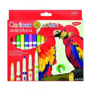 Set 18 Carioci Multicolore DACO, Carioci Colorate, Carioci Multicolore, Set Carioci Multicolore DACO, Carioci Lavabile, Marker Colorat, Carioci Varf Mediu, Markere Colorate, Carioci DACO Colorate, Set Carioci DACO Colorate, Instrumente de Scris