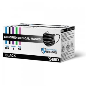 Set 50 Masti Medicale Serix, Tip 2R, 3 Straturi, de Unica Folosinta, Negru