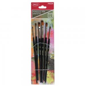 Pensule DACO, 6 Buc/Set, Varf Drept cu Par Sintetic, Pensule Pictura, Pensule Daco, Pensule Pictura Daco, Pensule Par Sintetic, Pensula din Par Sintetic, Pensule Pictura Tempera, Pensule Varf Drept, Pensula Pictura Varf Drept