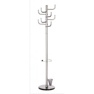 Cuier Metalic Argintiu Alco, 172/40cm; Cu 8 Agatatori Metalice, Suport Umbrele