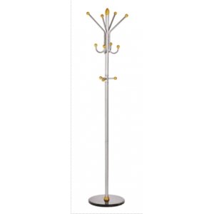 Cuier Metalic Argintiu Alco, 185/40cm, 11 Agatatori Metalice Cu Accesorii Din Lemn