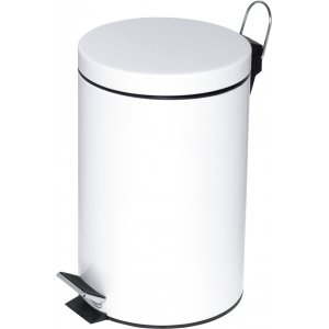 Cos Metalic Cu Pedala Si Capac, Forma Rotunda, 12 Litri, Alco - Alb