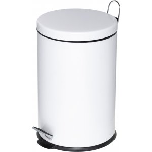 Cos Metalic Cu Pedala Si Capac, Forma Rotunda, 20 Litri, Alco - Alb