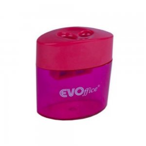 Ascutitoare Dubla EVOffice din Plastic cu Container Rotund Mediu - Rechizite Scolare